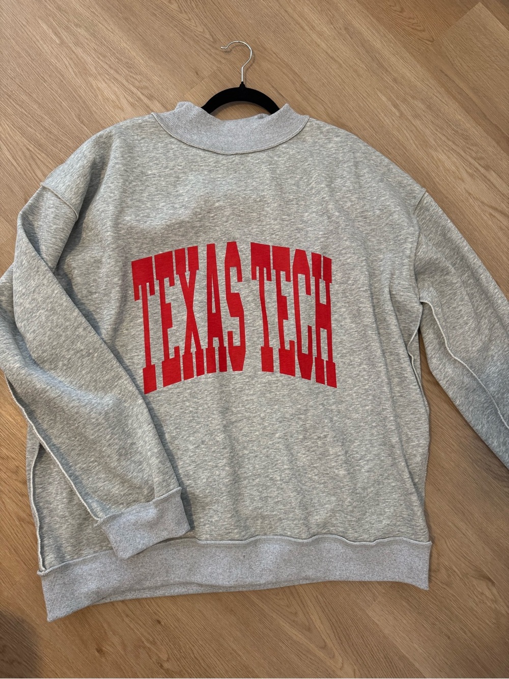 Texas Tech Gray Crewneck Sweatshirt with Red Logo